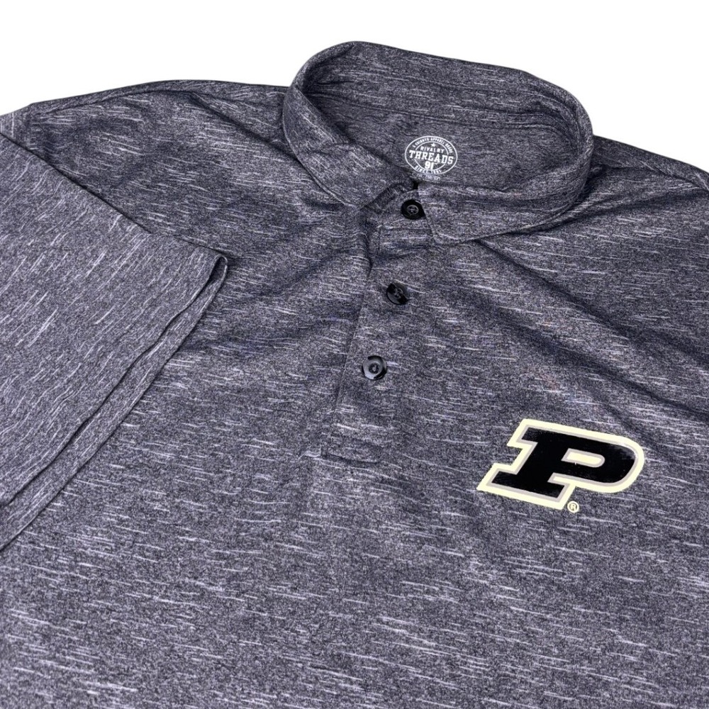 Rivalry Threads Purdue Polo Mens 2XL Gray Heathered Space Dye Short Sleeve Shirt